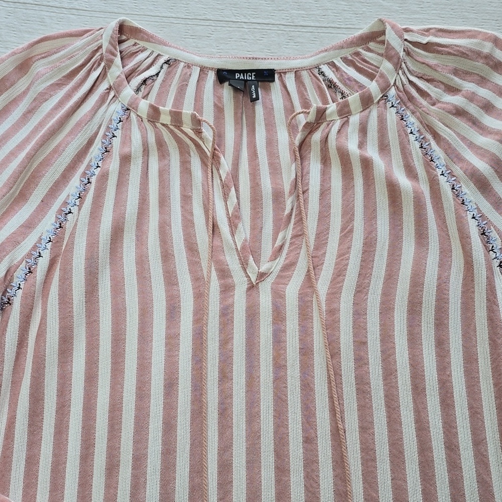Paige Jovannie Striped Blouson Sleeve Blouse - Picture 15 of 16